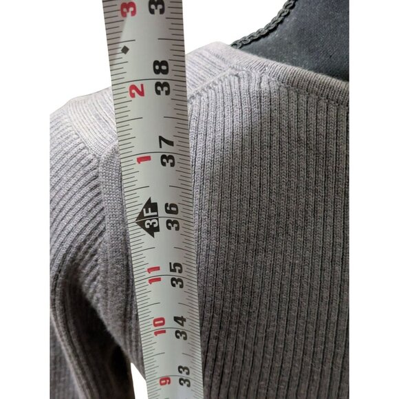 Boden Womens Ribbed Long-Sleeve Button-Back Knit Dress Gray Wool-Cotton Size 6R - Picture 8 of 9
